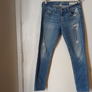 rag & bone Blue Skinny Jeans with Distressed Vintage‎ Appeal